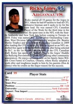 2012 JOGO #99 Ricky Foley Back