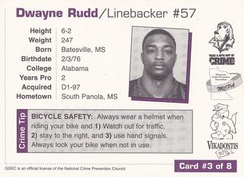 1998 Minnesota Vikings Police #3 Dwayne Rudd Back