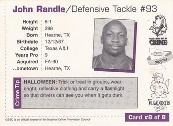 1998 Minnesota Vikings Police #8 John Randle Back