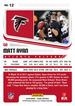 2018 Score #12 Matt Ryan Back