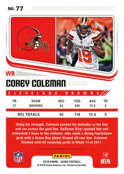 2018 Score #77 Corey Coleman Back