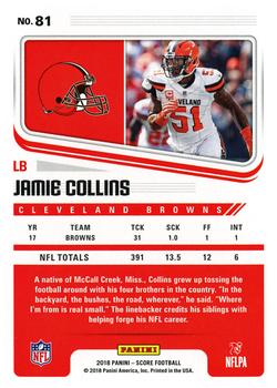 2018 Score #81 Jamie Collins Back