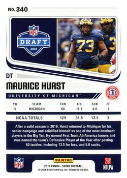 2018 Score #340 Maurice Hurst Jr. Back