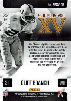 2017 Panini Vertex - Super Bowl Signatures #SBXV-CB Cliff Branch Back