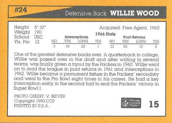 1990 Green Bay Packers 25th Anniversary #15 Willie Wood Back