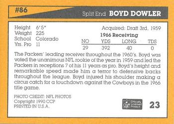 1990 Green Bay Packers 25th Anniversary #23 Boyd Dowler Back