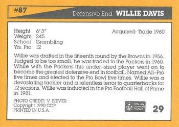 1990 Green Bay Packers 25th Anniversary #29 Willie Davis Back