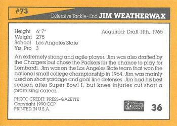 1990 Green Bay Packers 25th Anniversary #36 Jim Weatherwax Back