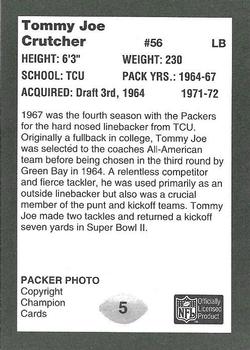 1991 Champion Cards Green Bay Packers Super Bowl II 25th Anniversary #5 Tommy Joe Crutcher Back