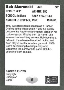 1991 Champion Cards Green Bay Packers Super Bowl II 25th Anniversary #9 Bob Skoronski Back
