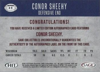 2018 SAGE HIT - Autographs Gold #A-9 Conor Sheehy Back