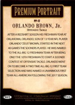 2018 SAGE HIT - Premium Portrait #PP-17 Orlando Brown Jr. Back