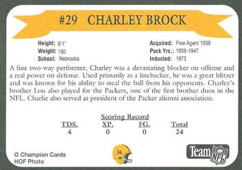 1992 Green Bay Packer Hall of Fame #34 Charley Brock Back