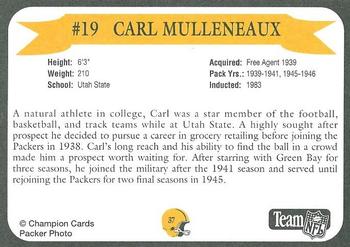1992 Green Bay Packer Hall of Fame #37 Carl Mulleneaux Back