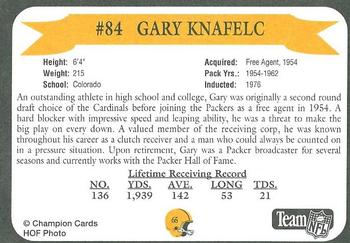 1992 Green Bay Packer Hall of Fame #65 Gary Knafelc Back