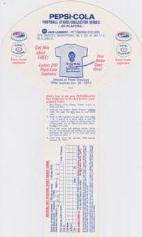 1976 Pepsi Discs #16 Jack Lambert Back