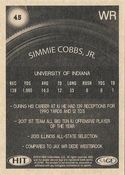 2018 SAGE HIT - Silver #45 Simmie Cobbs Jr. Back