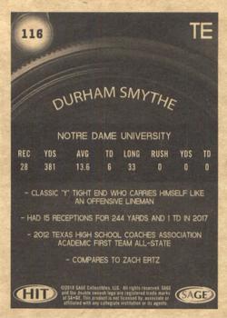 2018 SAGE HIT - Silver #116 Durham Smythe Back
