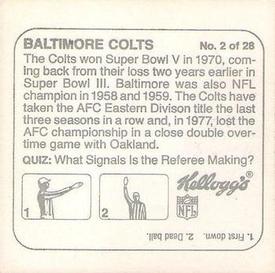 1978 Kellogg's NFL Helmet Stickers #2 Baltimore Colts Back