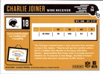 2018 Panini Classics #114 Charlie Joiner Back
