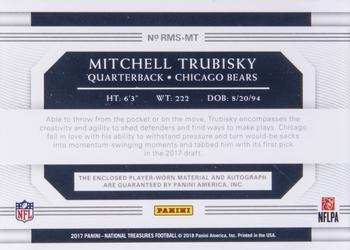 2017 Panini National Treasures - Rookie Material Signatures RPS Blue #RMS-MT Mitchell Trubisky Back