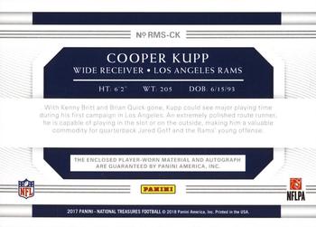 2017 Panini National Treasures - Rookie Material Signatures RPS Holo Silver #RMS-CK Cooper Kupp Back