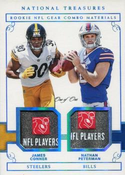 2017 Panini National Treasures - Rookie NFL Gear Combo Materials Laundry Tag NFL Player's #12 James Conner / Nathan Peterman Front