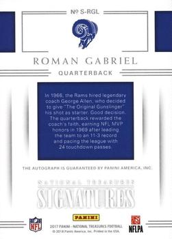 2017 Panini National Treasures - Signatures #S-RGL Roman Gabriel Back