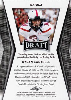 2018 Leaf Draft - Autographs #BA-DC3 Dylan Cantrell Back