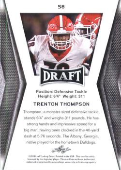 2018 Leaf Draft - Gold #58 Trenton Thompson Back