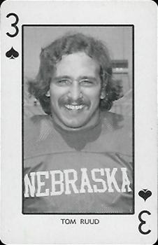 1974 Nebraska Cornhuskers Playing Cards #3♠ Tom Ruud Front