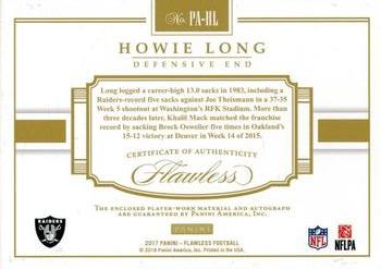 2017 Panini Flawless - Patch Autographs #PA-HL Howie Long Back