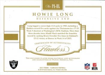 2017 Panini Flawless - Patch Autographs Ruby #PA-HL Howie Long Back
