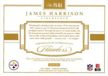 2017 Panini Flawless - Patch Autographs Sapphire #PA-HA James Harrison Back