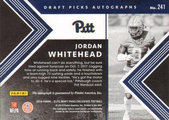 2018 Panini Elite Draft Picks - Draft Picks Autographs #241 Jordan Whitehead Back