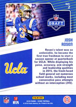 2018 Score - NFL Draft Gold #2 Josh Rosen Back