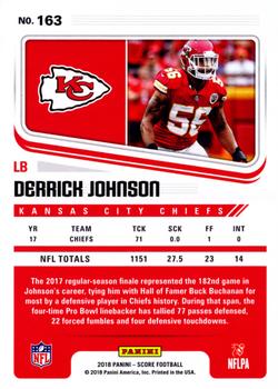2018 Score - Red #163 Derrick Johnson Back
