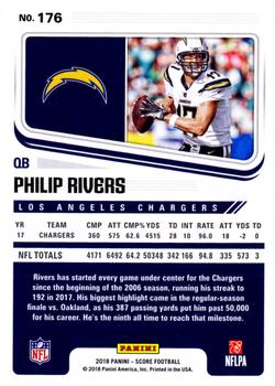 2018 Score - Red #176 Philip Rivers Back