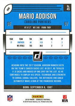 2018 Donruss #45 Mario Addison Back