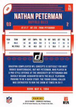 2018 Donruss #65 Nathan Peterman Back