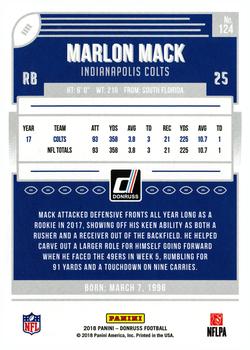 2018 Donruss #124 Marlon Mack Back