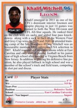 2012 JOGO CFLPA Pro Players #23 Khalif Mitchell Back