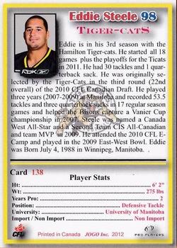 2012 JOGO CFLPA Pro Players #138 Eddie Steele Back