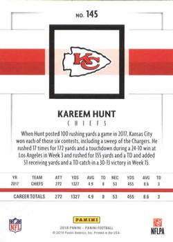 2018 Panini #145 Kareem Hunt Back