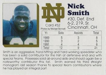 1992 Notre Dame Fighting Irish #52 Nick Smith Back