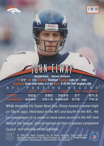 1998-99 Finest Pro Bowl Jumbos #1 John Elway Back