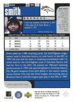 1998 UD Choice Denver Broncos #DB8 Rod Smith Back