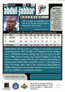 1998 UD Choice Miami Dolphins #MD9 Karim Abdul-Jabbar Back