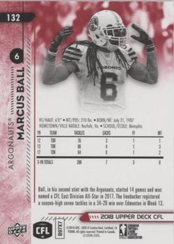 2018 Upper Deck CFL - Red #132 Marcus Ball Back