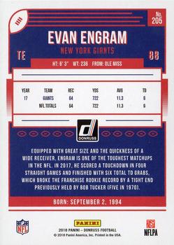2018 Donruss - Jersey Number #205 Evan Engram Back